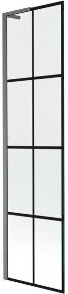 Mexen Next L parawan nawannowy 1-skrzydłowy 50 x 150 cm, czarna kratka, gun gray szczotkowany - 895-050-000-03-77-66