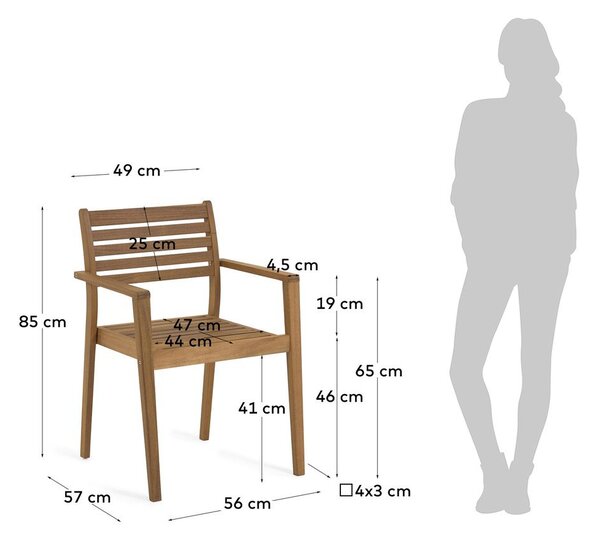 Drewniane krzesło ogrodowe w naturalnym kolorze Hanzel – Kave Home