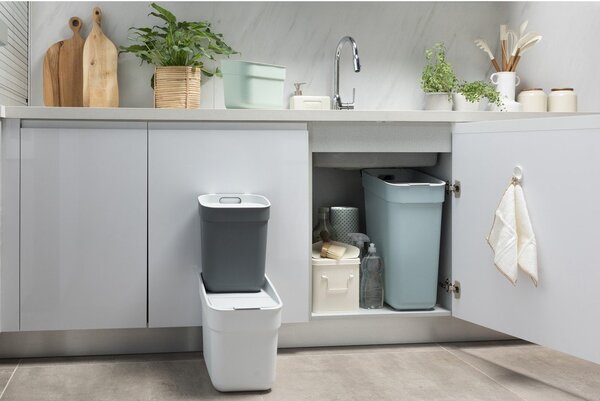 Biały kosz na śmieci do segregacji odpadów z plastiku z recyklingu 30 l Ready To Collect – Curver