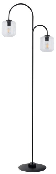 Lampa podłogowa nowoczesna minimalistyczna czarna dwa szklane klosze 2xE27 15W Shine Sigma Lighting