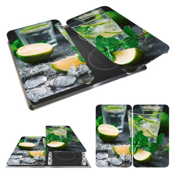 Zestaw 2 szklanych płyt ochronnych na kuchenkę Wenko Mojitos, 52x30 cm