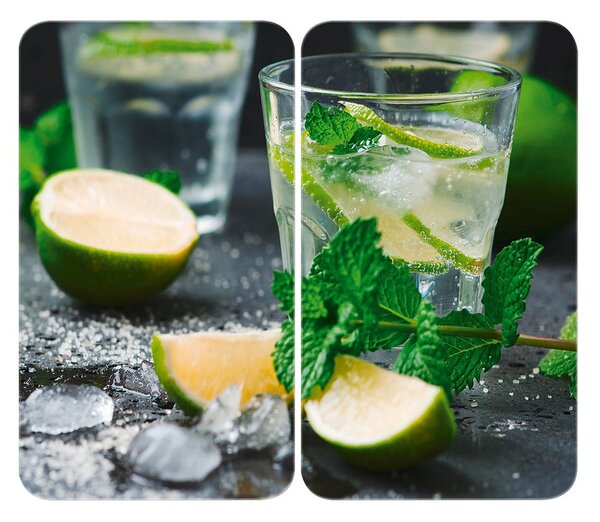 Zestaw 2 szklanych płyt ochronnych na kuchenkę Wenko Mojitos, 52x30 cm