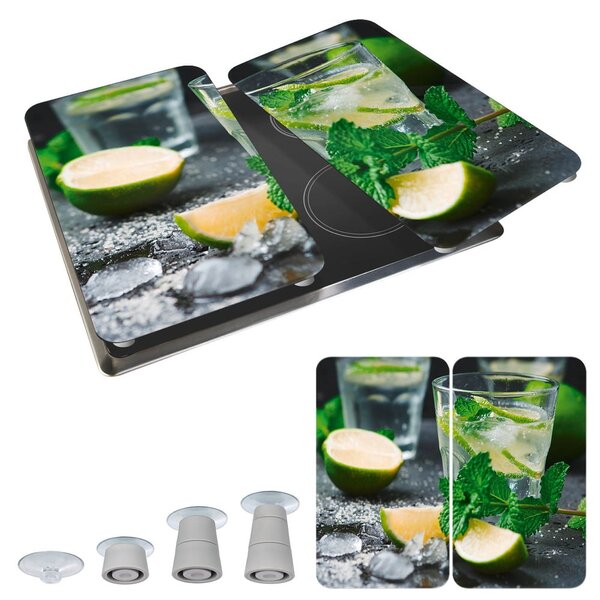 Zestaw 2 szklanych płyt ochronnych na kuchenkę Wenko Mojitos, 52x30 cm
