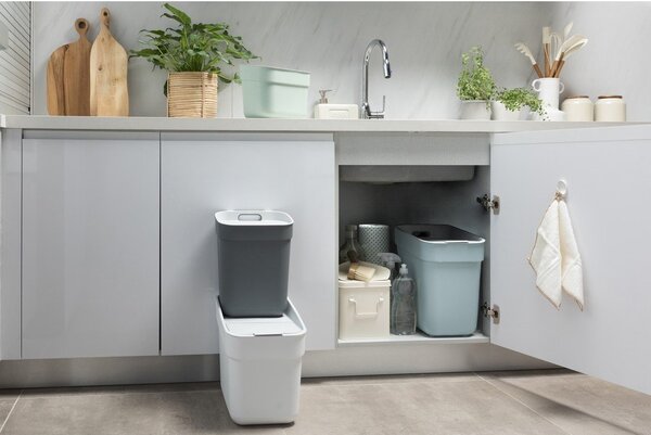 Biały kosz na śmieci do segregacji odpadów z plastiku z recyklingu 30 l Ready To Collect – Curver