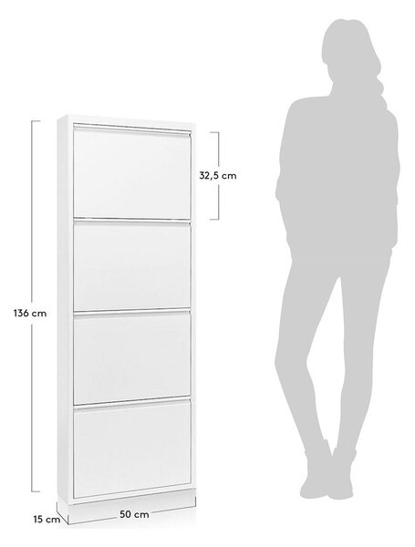Biała metalowa uchylna szafka na buty 50x136x15 cm Ode – Kave Home