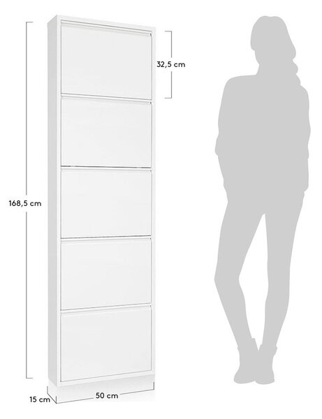 Biała metalowa uchylna szafka na buty 50x169x15 cm Ode – Kave Home