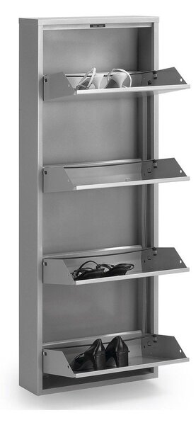 Biała metalowa uchylna szafka na buty 50x136x15 cm Ode – Kave Home