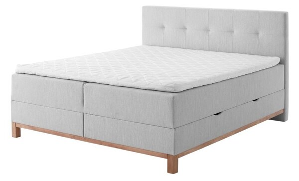 Jasnoszare łóżko boxspring ze schowkiem 160x200 cm Catania − Meise Möbel