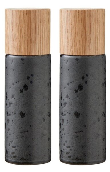 Czarny zestaw młynków do pieprzu i soli 2 szt. ceramiczny Gastro Black – Bitz