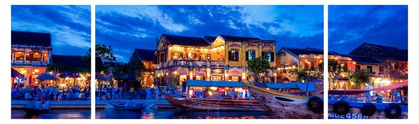 Obraz nocnego miasta Hoi An w Wietnamie (170x50 cm)