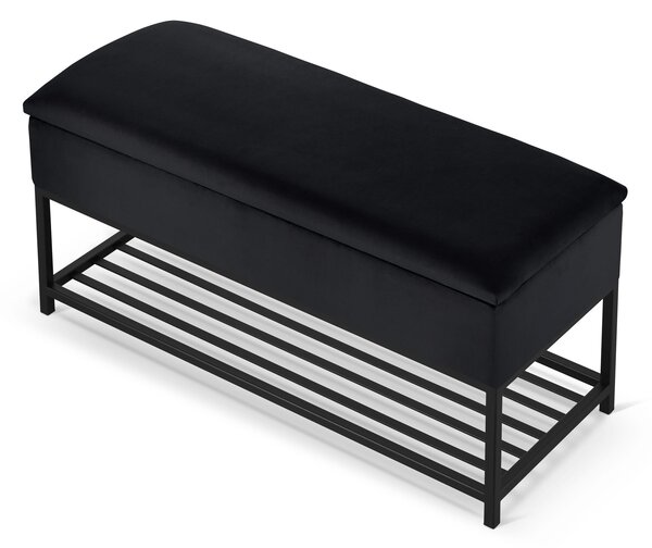 Pufa ze schowkiem i półką na buty LOFT - Black