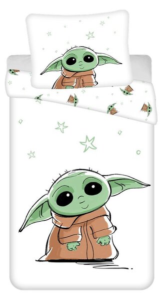 Bawełniana dziecięca pościel jednoosobowa 140x200 cm Star Wars Baby Yoda – Jerry Fabrics