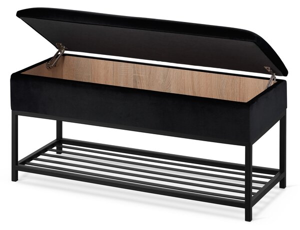 Pufa ze schowkiem i półką na buty LOFT - Black