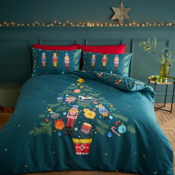 Ciemnozielona pościel jednoosobowa 135x200 cm Nutcracker – Catherine Lansfield