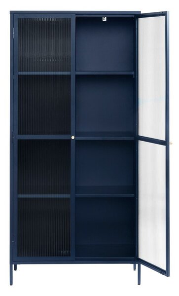 Ciemnoniebieska metalowa witryna 90x190 cm Bronco – Unique Furniture