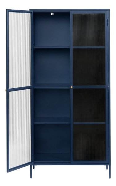 Ciemnoniebieska metalowa witryna 90x190 cm Bronco – Unique Furniture