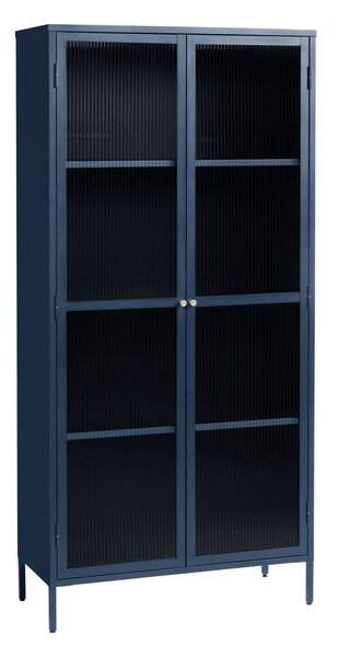 Ciemnoniebieska metalowa witryna 90x190 cm Bronco – Unique Furniture