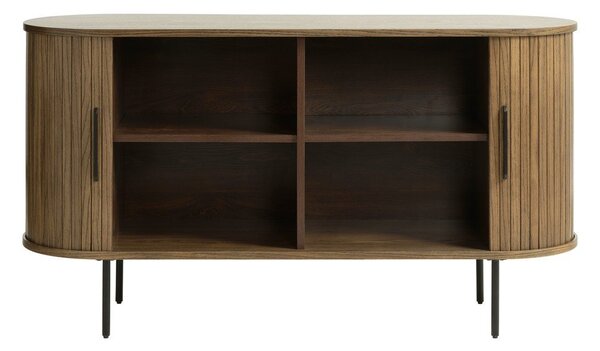 Brązowa niska komoda w dekorze dębu z drzwiami przesuwnymi 140x76 cm Nola – Unique Furniture