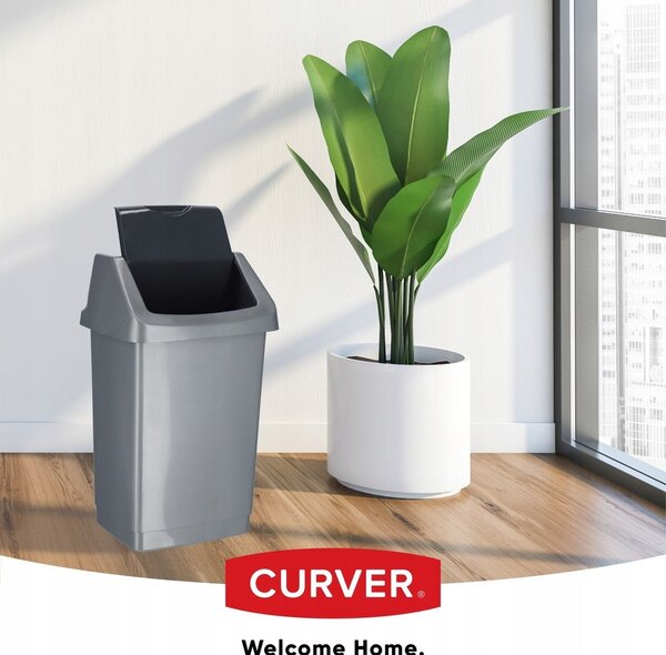 Szary kosz na śmieci Curver Click-it, 25 l