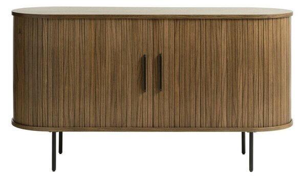 Brązowa niska komoda w dekorze dębu z drzwiami przesuwnymi 140x76 cm Nola – Unique Furniture