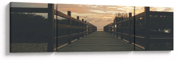 Obraz drewnianego pomostu nad jeziorem (170x50 cm)