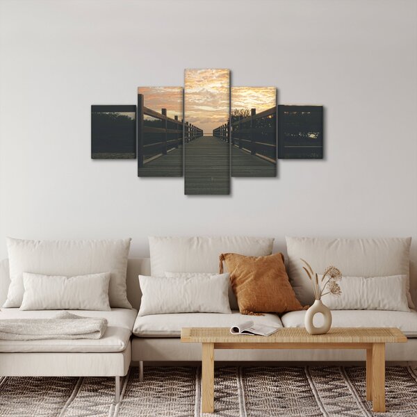 Obraz drewnianego pomostu nad jeziorem (125x70 cm)