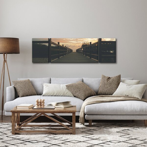 Obraz drewnianego pomostu nad jeziorem (170x50 cm)