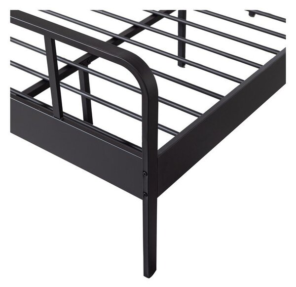 Czarne metalowe łóżko ze stelażem 120x200 cm Mees – WOOOD