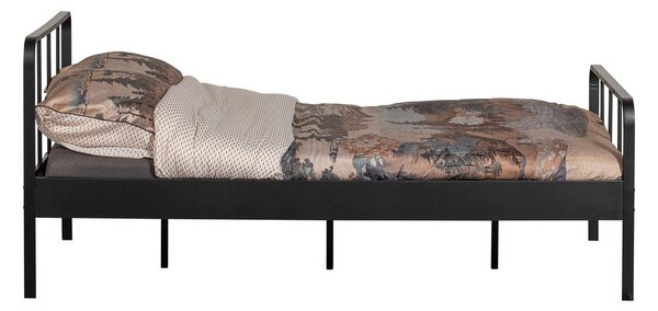 Czarne metalowe łóżko ze stelażem 120x200 cm Mees – WOOOD