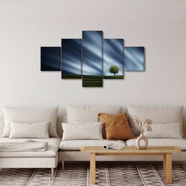 Obraz zorzy polarnej nad wrzosowiskami (125x70 cm)