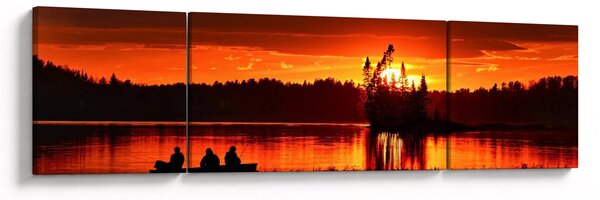 Obraz - Rybacy na jeziorze (170x50 cm)