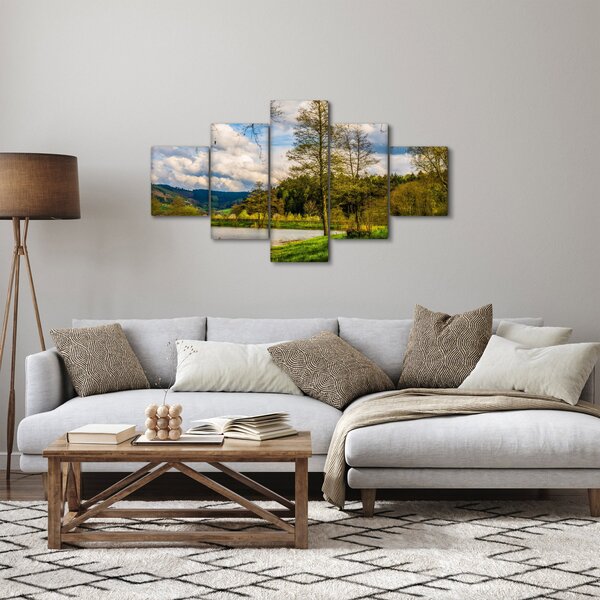 Obraz łodzi nad jeziorem (125x70 cm)