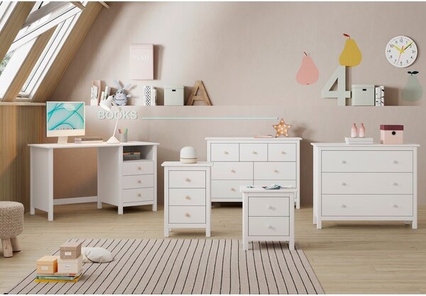 Biała niska komoda dziecięca z drewna sosnowego 100x80 cm Max – Marckeric