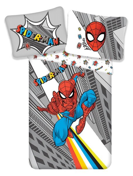 Szara dziecięca bawełniana pościel Jerry Fabrics Spiderman, 140x200 cm