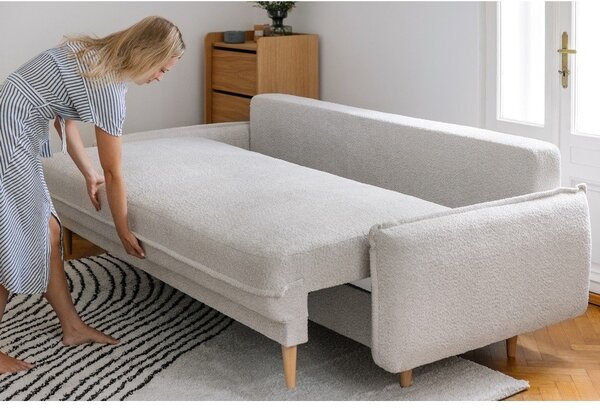 Szara rozkładana sofa z materiału bouclé 215 cm Patti – Bonami Selection