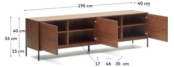 Szafka pod TV w dekorze orzecha 195x55 cm Vedrana – Kave Home