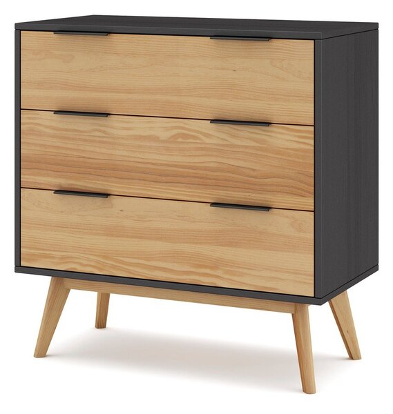 Czarno-naturalna wysoka komoda z drewna sosnowego 80x83 cm Lavis – Marckeric