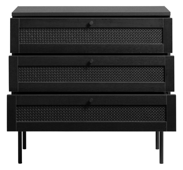 Czarna niska komoda w dekorze dębu 80x75 cm Pensacola – Unique Furniture