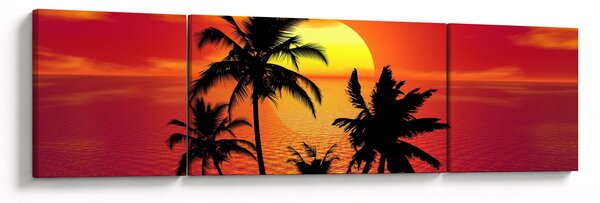 Obraz sylwetki wyspy z palmami (170x50 cm)