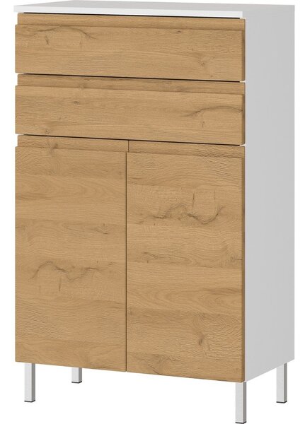 Biała niska szafka łazienkowa w dekorze dębu 60x97 cm Torrance – Germania
