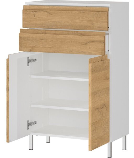 Biała niska szafka łazienkowa w dekorze dębu 60x97 cm Torrance – Germania