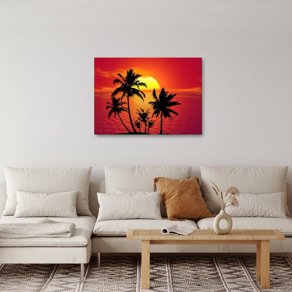 Obraz sylwetki wyspy z palmami (70x50 cm)