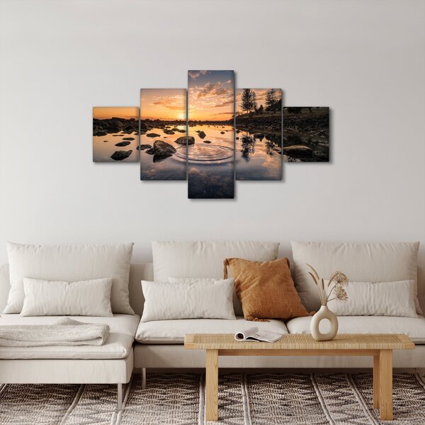 Obraz powierzchni wody o zachodzie słońca (125x70 cm)