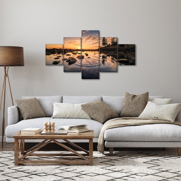 Obraz powierzchni wody o zachodzie słońca (125x70 cm)
