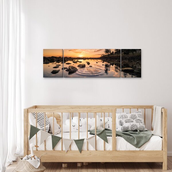 Obraz powierzchni wody o zachodzie słońca (170x50 cm)