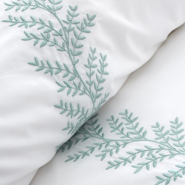 Biała bawełniana pościel dwuosobowa 200x200 cm Embroidery Leaf – Bianca