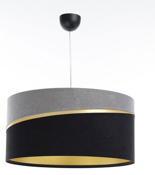 Szaro-czarna lampa wisząca z welurowym abażurem - A338 A8-D87