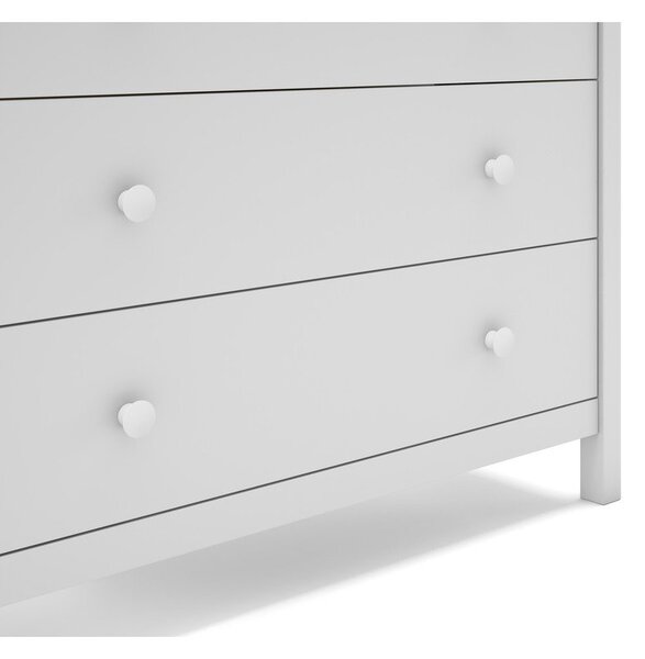 Biała niska komoda dziecięca z drewna sosnowego 100x80 cm Max – Marckeric