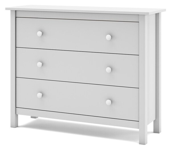 Biała niska komoda dziecięca z drewna sosnowego 100x80 cm Max – Marckeric