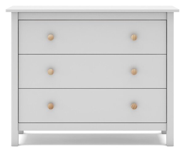 Biała niska komoda dziecięca z drewna sosnowego 100x80 cm Max – Marckeric